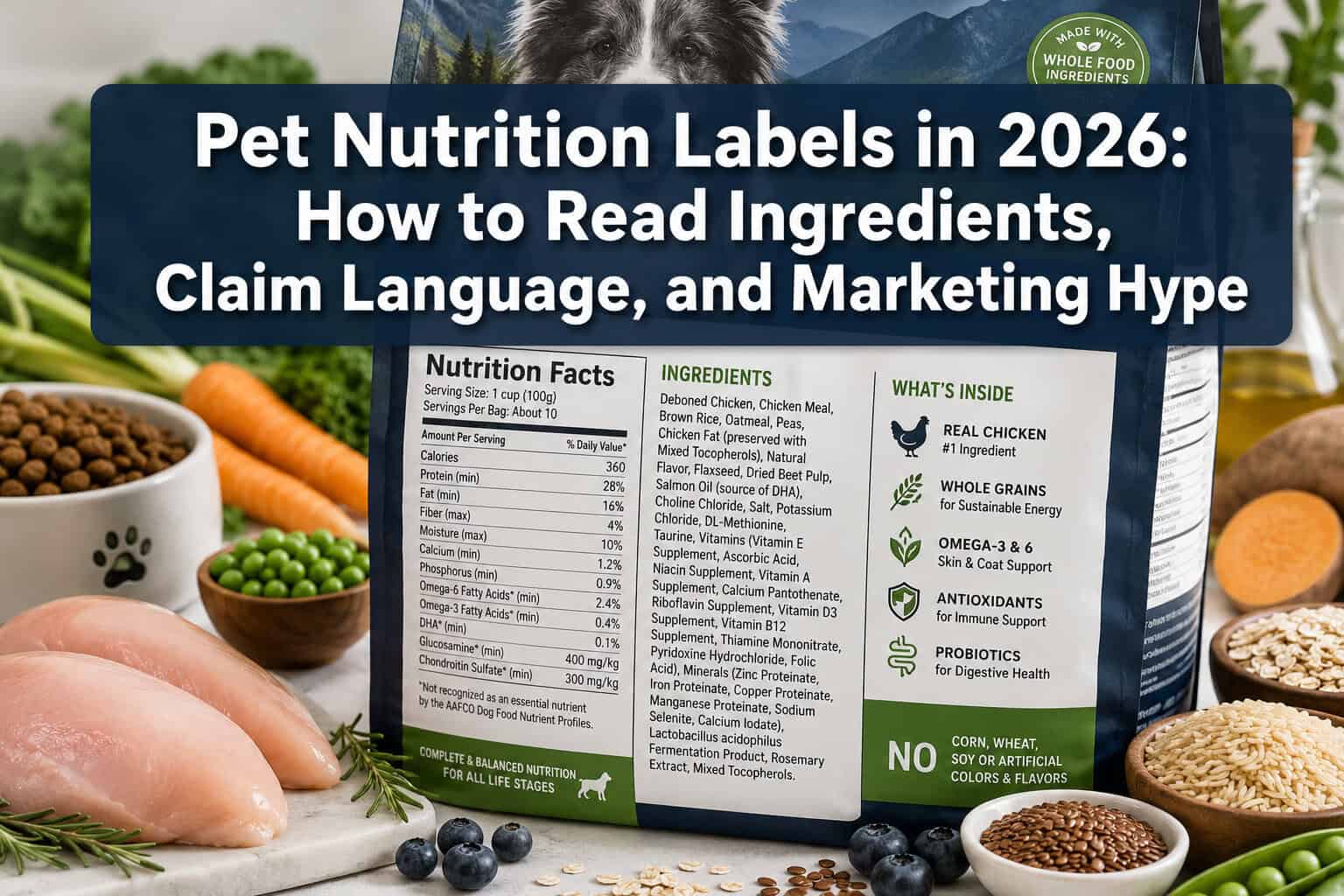 Pet Nutrition Labels in 2026: How to Read Ingredients, Claim Language, and Marketing Hype