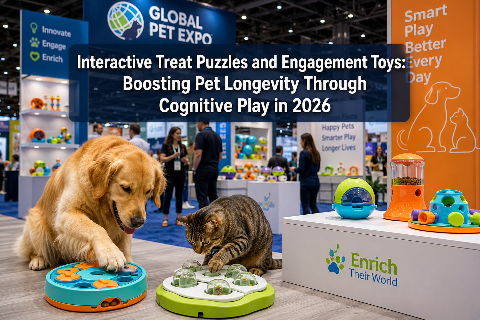 Professional () hero image featuring 'Interactive Treat Puzzles and Engagement Toys: Boosting Pet Longevity Through