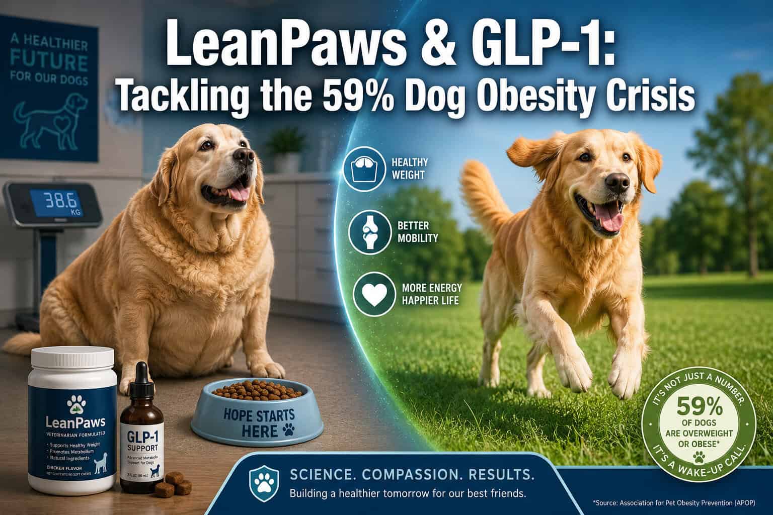 LeanPaws and GLP-1 Pet Supplements: Tackling the 59% Dog Obesity Crisis with Science-Backed Weight Loss